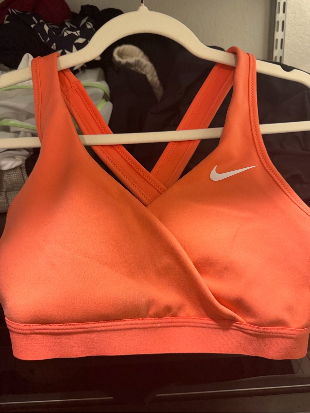 Nike Coral-Orange Cross-Back Sports Bra